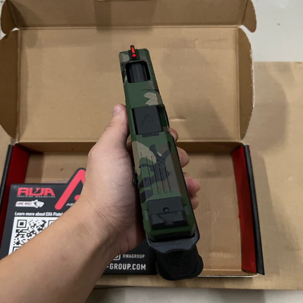RWA Agency Arms EXA Green Gas Airsoft Pistol – Cerakote Woodland Licensed GBB 6mm - Gambar 8